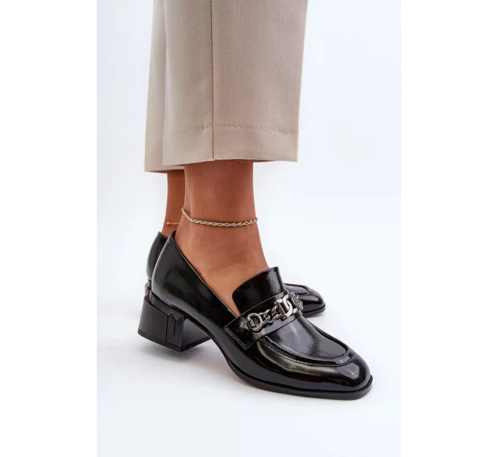 Lakované kožené lodičky, černá S.Barski