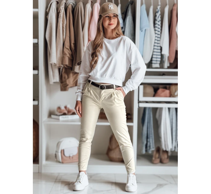 Dámské kalhoty chinos s páskem MODELA light beige FashionStreet UY2570