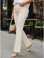 Dámské široké džíny s vysokým sedem béžové FashionStreet UY2944