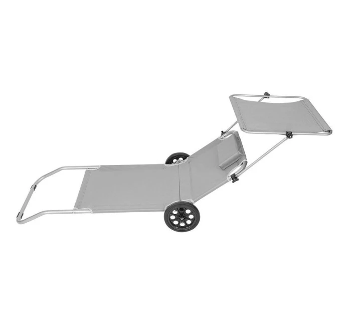 Skládací plážové lehátko se stříškou na kolečkách 116x62x62-90CM šedé Skládací plážové lehátko se stříškou na kolečkách 116x62x62-90CM šedé