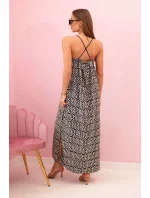 Dámské šaty na ramínka s model 21117271 vzorem černý - K-Fashion