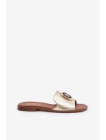 Kožené sandály s ozdobou na plochém podpatku Zazoo model 21682450 zlaté - Boto