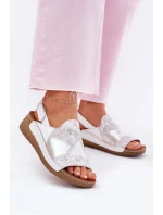 Dámské Kožené Sandály Na Klínu S Pletením model 21702005 Bílé - Maciejka