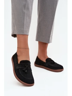 Kožené semišové mokasíny typu barefoot Zazoo 322 černé