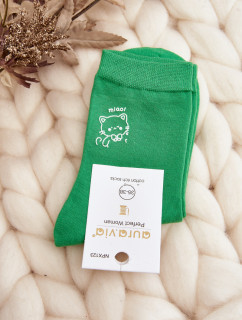 Dámské hladké ponožky s kotětem, zelené
