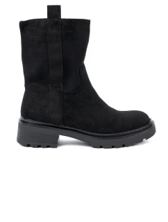 Pěkné černé  kotníčkové boty dámské na plochém podpatku