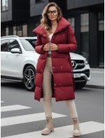 Dámský dlouhý prošívaný kabát bordó model 21990613 - Dstreet