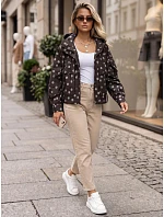 Dámská přechodová bunda s puntíky a kapucí, hnědá, FashionStreet TY6036