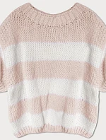 Dámský volný pruhovaný svetr béžový (761ART)