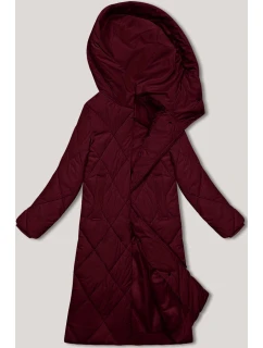 Dlouhá zimní bunda ve vínové bordó barvě s kapucí model 21472300 - J.STYLE