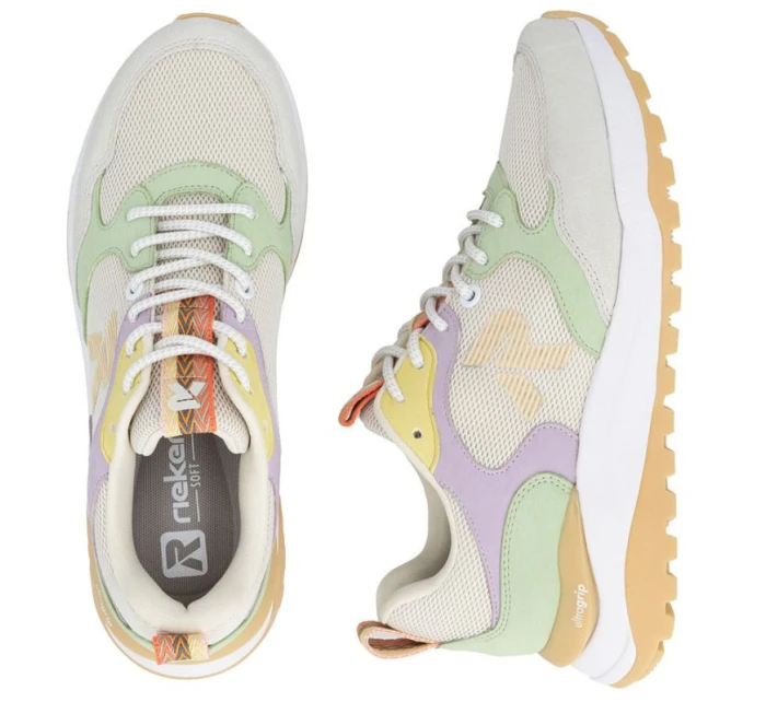 Dámské tenisky béžové polobotky model 22021801 - Rieker Dámské tenisky béžové polobotky model 22021801 - Rieker