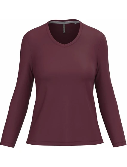 Kariban K 382 Dámské tričko do V s dl. rukávem 20.K382 wine Kariban K 382 Dámské tričko do V s dl. rukávem 20.K382 wine