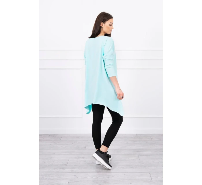 Oversize halenka s duhovým potiskem rtů v barvě mint