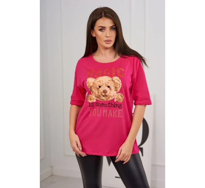 model 18746360 halenka s potiskem fuchsiová - K-Fashion model 18746360 halenka s potiskem fuchsiová - K-Fashion