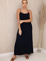 Dlouhé šaty bez ramínek námořnická modř