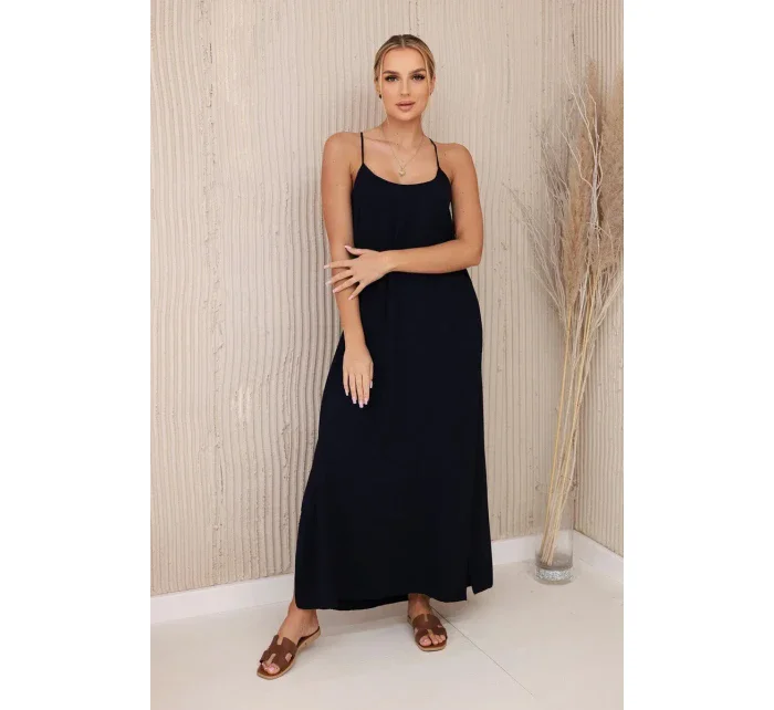 Dlouhé šaty bez ramínek námořnická modř