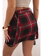 Dámská sukně na šle s knoflíky kostkovaná červená