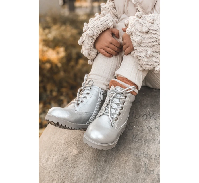 práškové stříbrné teplé Dětské boty traper Dexter práškové stříbrné teplé Dětské boty traper Dexter