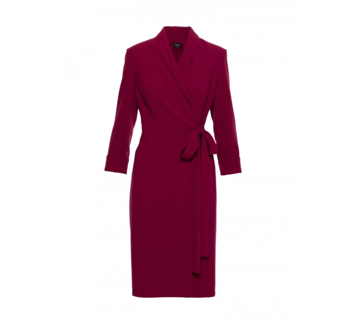 S415 Košilové šaty vázané v pase - bordó S415 Košilové šaty vázané v pase - bordó