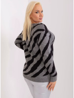 Šedý dámský svetr nadměrné velikosti se zvířecím potiskem