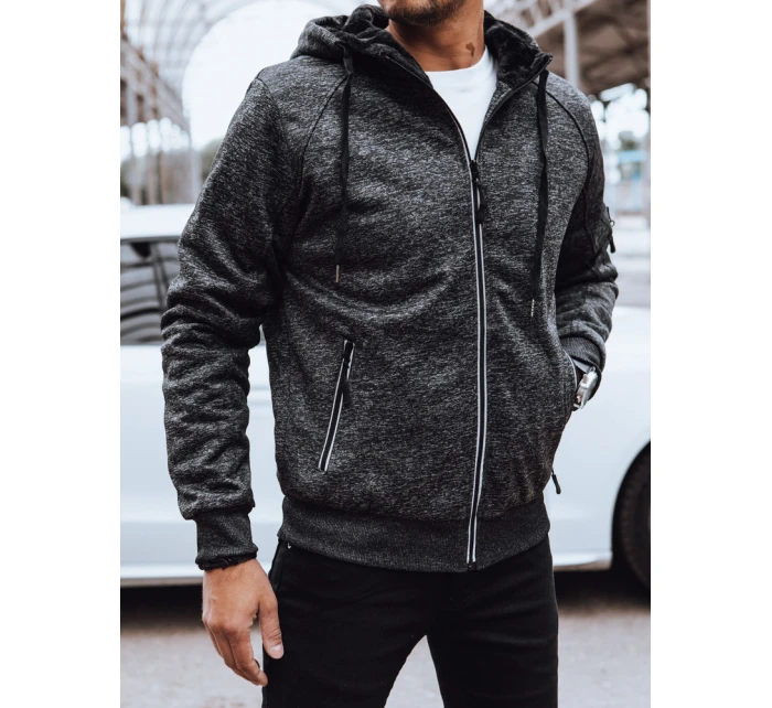 Pánská rozepínací zateplená mikina tmavě šedá Dstreet BX5626