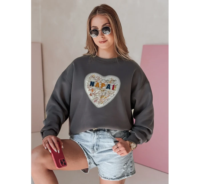 Dámská oversize mikina se srdcem SERDUCHOVA graphite FashionStreet BY1441 Dámská oversize mikina se srdcem SERDUCHOVA graphite FashionStreet BY1441