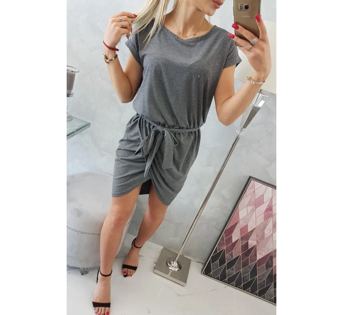 Šaty s obálkovým spodním dílem grafitové melanžové Šaty s obálkovým spodním dílem grafitové melanžové