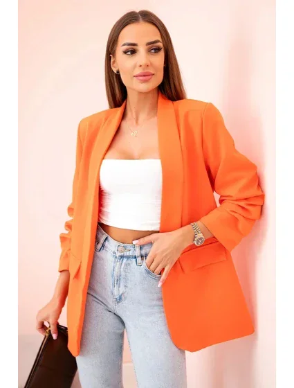 Elegantní sako s klopami tmavě oranžová
