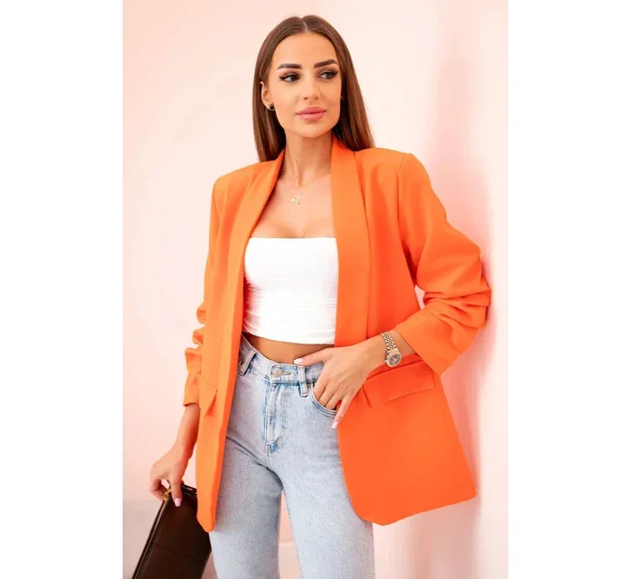 Elegantní sako s klopami tmavě oranžová