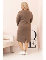 Dámské šaty Plus Size máslové s výstřihem do V a rukávem fango