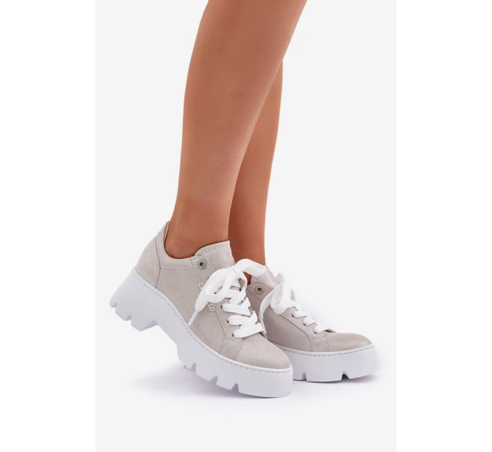 Tenisky Sportovní Boty Na Platformě model 21683579 Stříbrné - CheBello Tenisky Sportovní Boty Na Platformě model 21683579 Stříbrné - CheBello