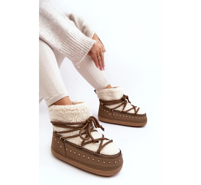Dámské hnědé zateplené boty do sněhu Rohes