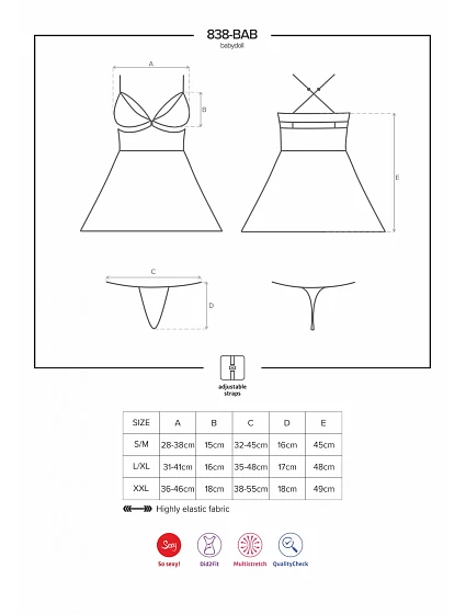 košilka black XXL model 20186843 - Obsessive košilka black XXL model 20186843 - Obsessive