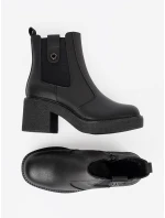 Exkluzívní dámské černé  kotníčkové boty platforma