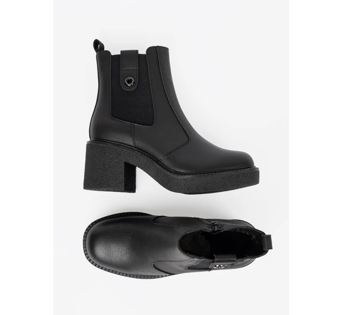 Exkluzívní dámské černé  kotníčkové boty platforma