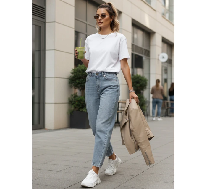 Dámské baggy džíny s vysokým pasem modré FashionStreet UY2856 Dámské baggy džíny s vysokým pasem modré FashionStreet UY2856