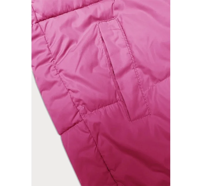 Volná růžová dámská bunda s kapucí Miss TiTi (2360)