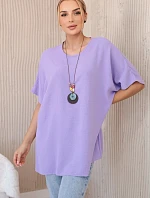 Oversized halenka s přívěskem světle fialová