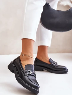 Dámské kožené mokasíny černé model 21633347 - SERGIO LEONE