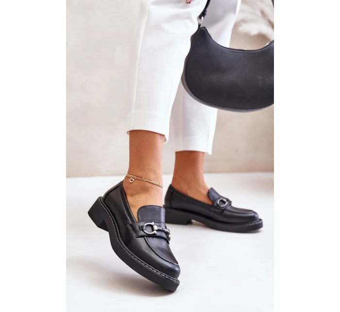 Dámské kožené mokasíny černé model 21633347 - SERGIO LEONE