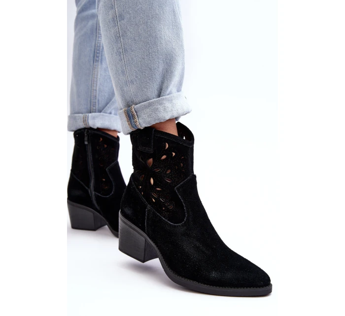 Kožené Křoví Boty S Průhledným Designem D&A SN622-20 Černá