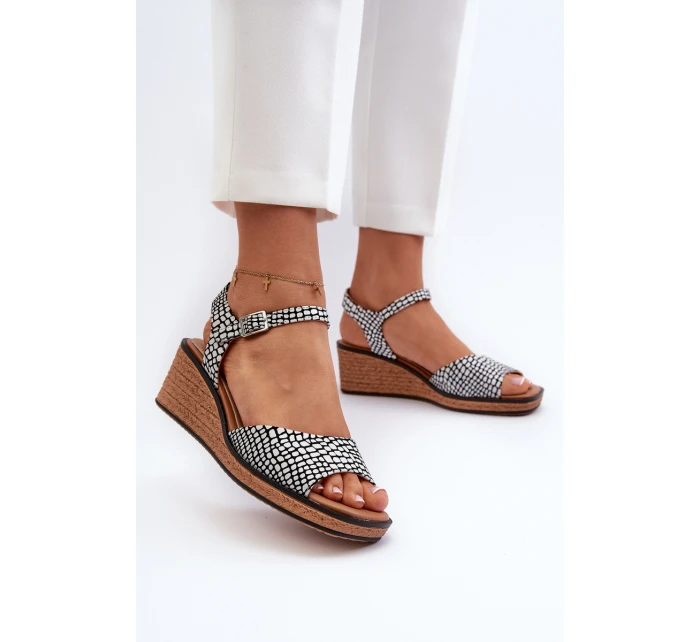 Dámské sandály Na Klinu Sergio Leone SK303 Černobílé