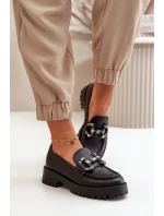 Dámské Kožené Mokasíny S Dekorací Černé CheBello 4369