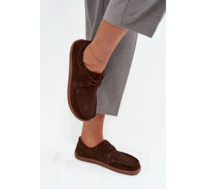 Dámské polobotky typu barefoot z přírodního semiše Zazoo 327 čokoládové