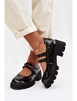 Lakované dámské polobotky na podpatku s pásky model 22039927 - Boto