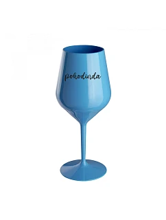 POHODINDA - modrá nerozbitná sklenice na víno 470 ml