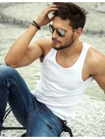 Pánské tílko bez potisku bílé FashionStreet RX3497 Pánské tílko bez potisku bílé FashionStreet RX3497