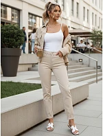 Jeansy damskie mom fit z wysokim stanem beżowe model 22123813 - FashionStreet