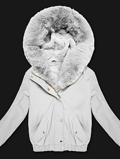 Krátká bunda s kožešinovou podšívkou S'West broken white (B8506-26)