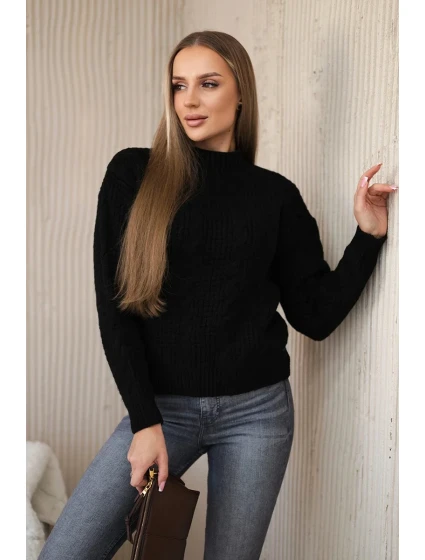 Svetr model 18966176 přes hlavu černý - K-Fashion Svetr model 18966176 přes hlavu černý - K-Fashion